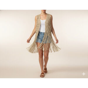 WONDERWEST Foiled Suede Vest - Cream - M